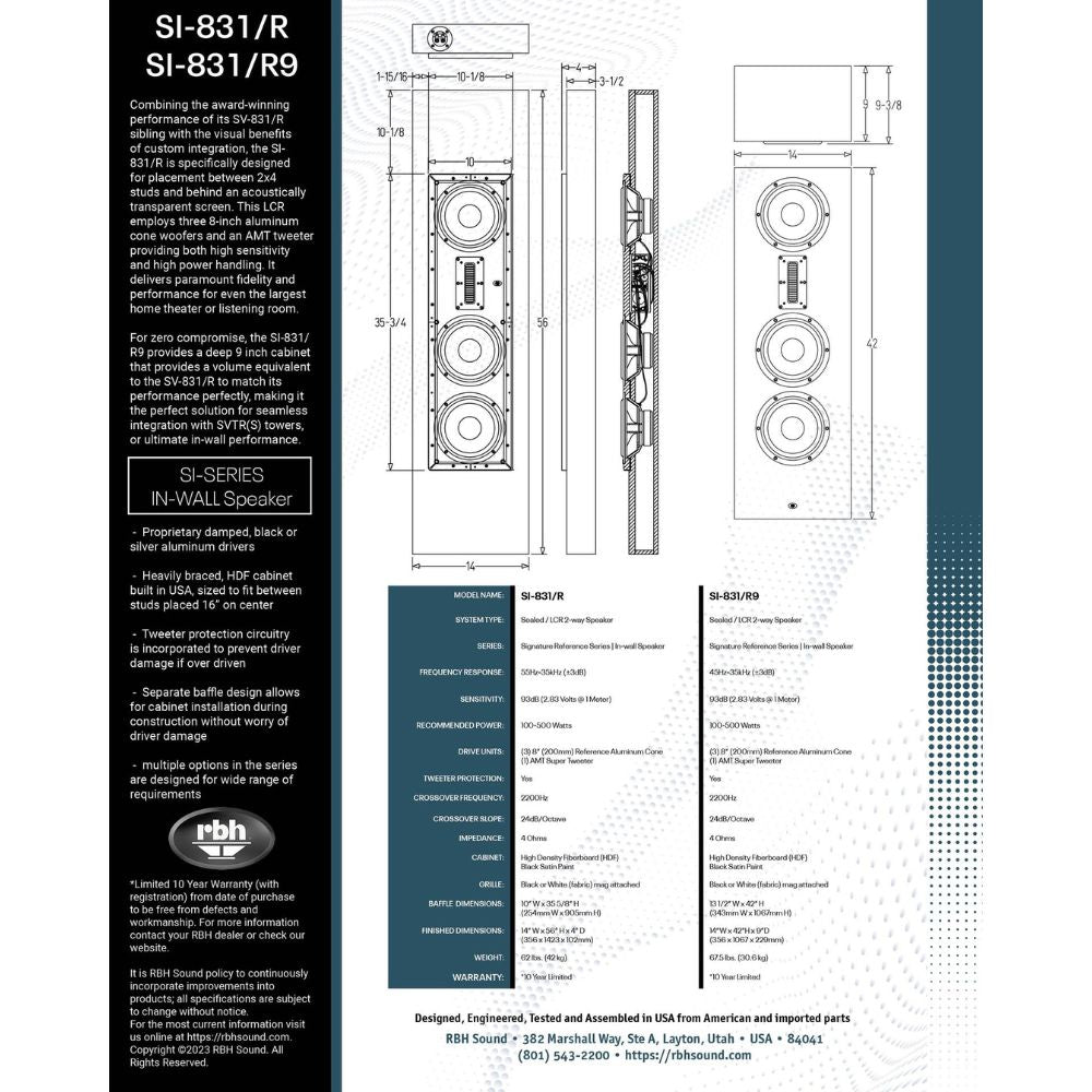 RBH Sound SI-831/R9 2-way built-in speaker (9" deep cabinet) - Dreamedia AV
