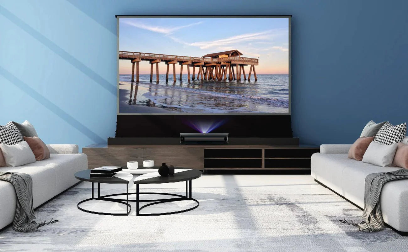 92''-120'' VIVIDSTORM ALR Motorized Floor Rising Projector Screen - Dreamedia AV