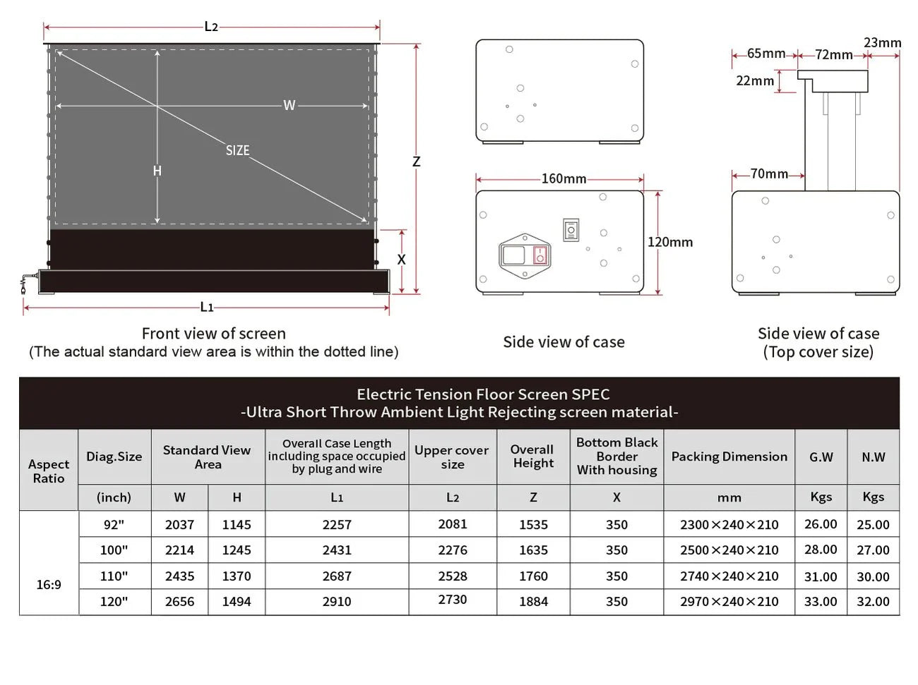 92''-120'' VIVIDSTORM ALR Motorized Floor Rising Projector Screen - Dreamedia AV