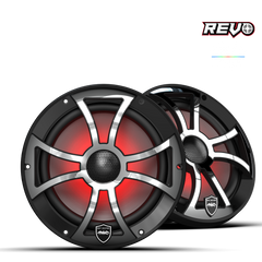Wet Sounds REVO Series 8-inch High-Output Component Style Coaxial Speakers w/ XS-Black-Stainless Steel RGB Grilles