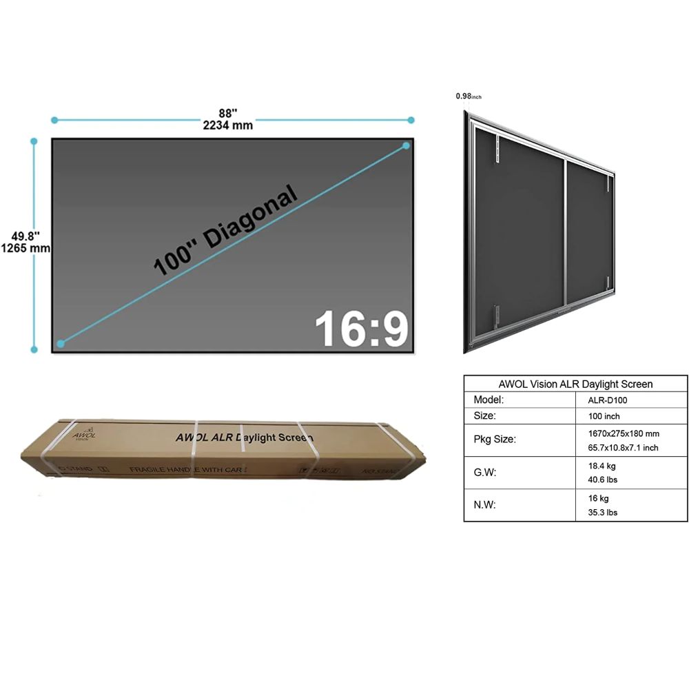 AWOL Vision 100" -120" DAYLIGHT ALR SCREEN - Dreamedia AV