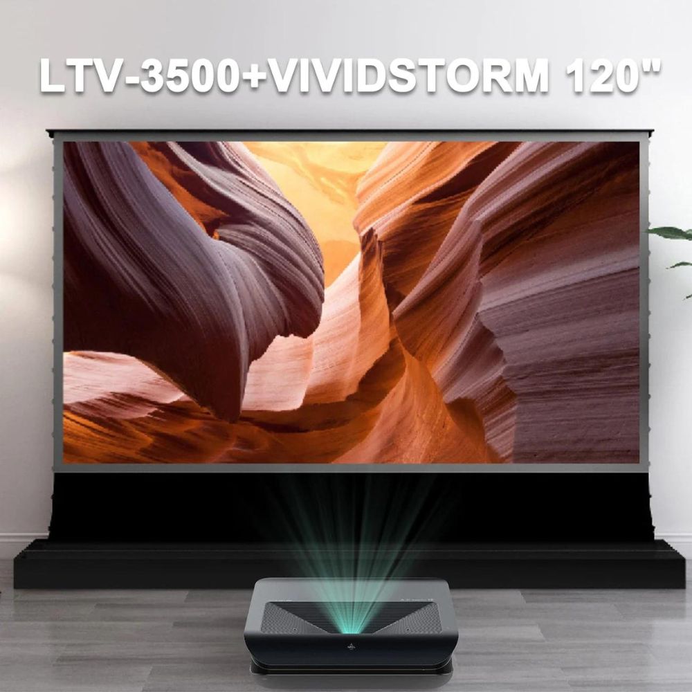 AWOL Vision LTV-3500 Pro Plus 92''-120'' VIVIDSTORM Floor Rising Screen Bundle - Dreamedia AV