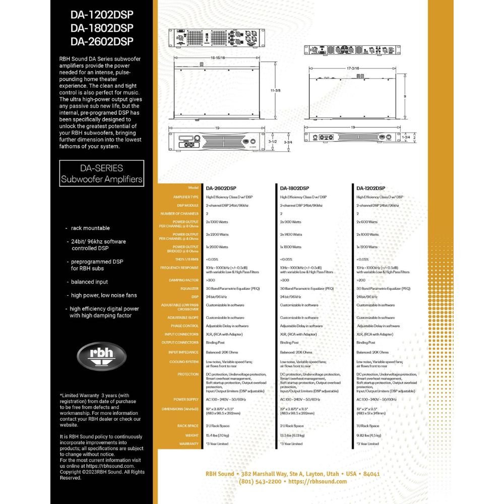 RBH DA-2602DSP two-channel subwoofer amplifier - Dreamedia AV