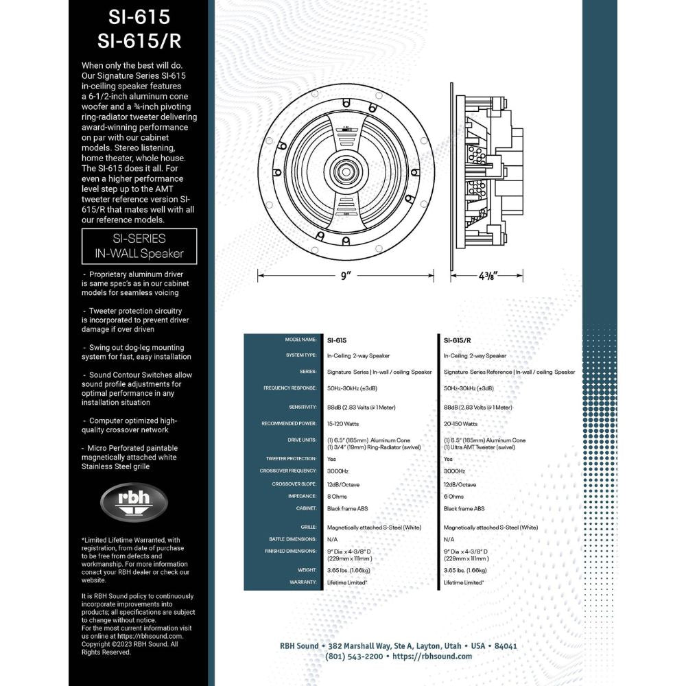 RBH SI-615/R Signature 2-way in-ceiling speaker - Dreamedia AV