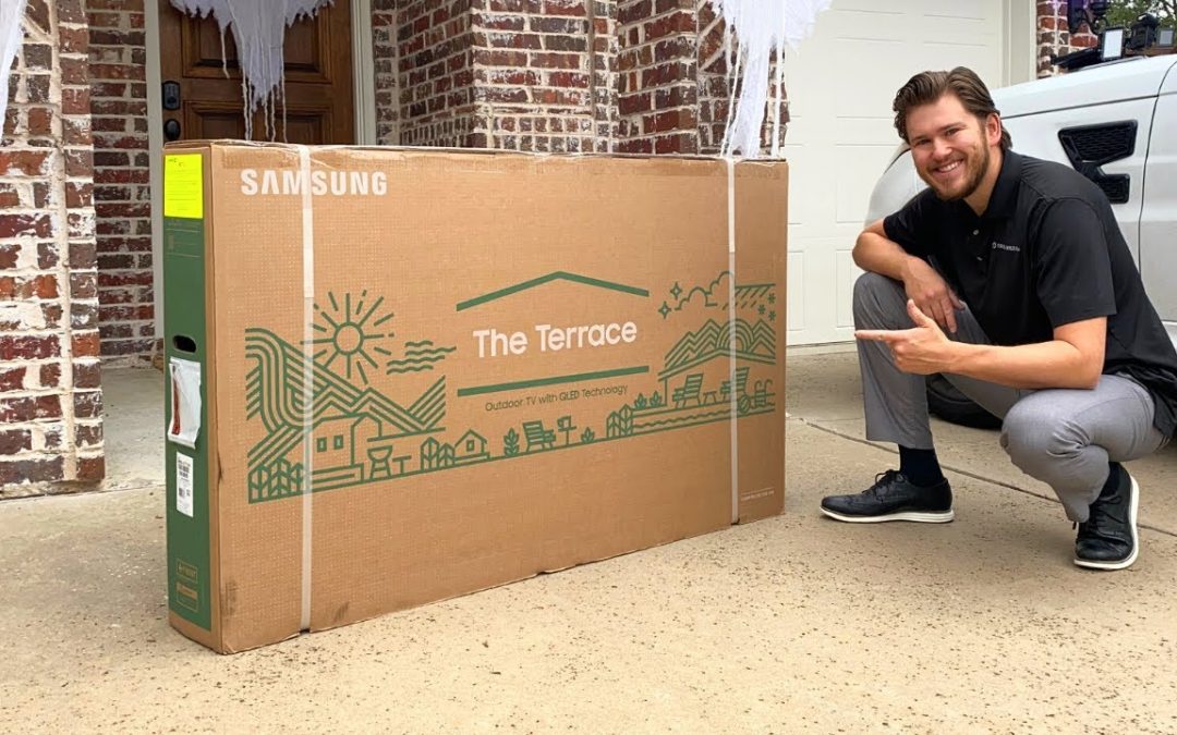 Samsung Terrace Outdoor Tv Unboxing, Install and DEMO FRISCO TX