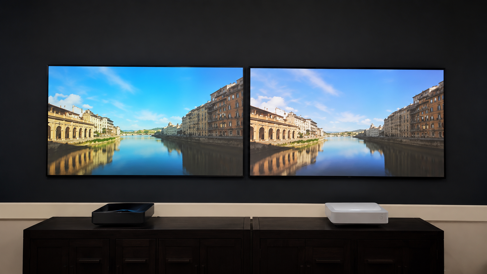 UST projector and screen setup