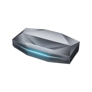 Stylish ultra-short throw projector showcasing a sleek design and modern features for home theater enthusiasts.