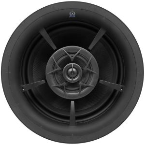 High-quality in-ceiling speaker showcasing a sleek design for enhanced audio in home theater setups.