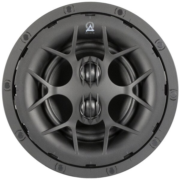 High-quality in-ceiling speaker with dual drivers and sleek design, ideal for enhancing home audio experiences.
