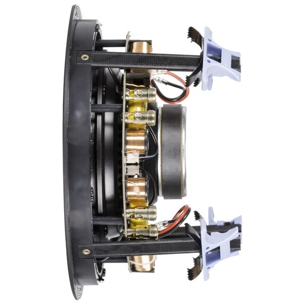 Close-up of a high-quality speaker driver showcasing its intricate components and construction for optimal audio performance.