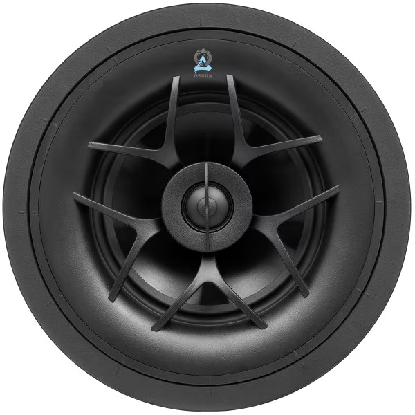 High-quality in-ceiling speaker showcasing a sleek design, perfect for luxury home theater audio setups.
