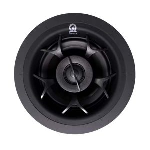 In-ceiling speaker with a sleek design, ideal for enhancing audio in luxury home theaters and whole house audio setups.
