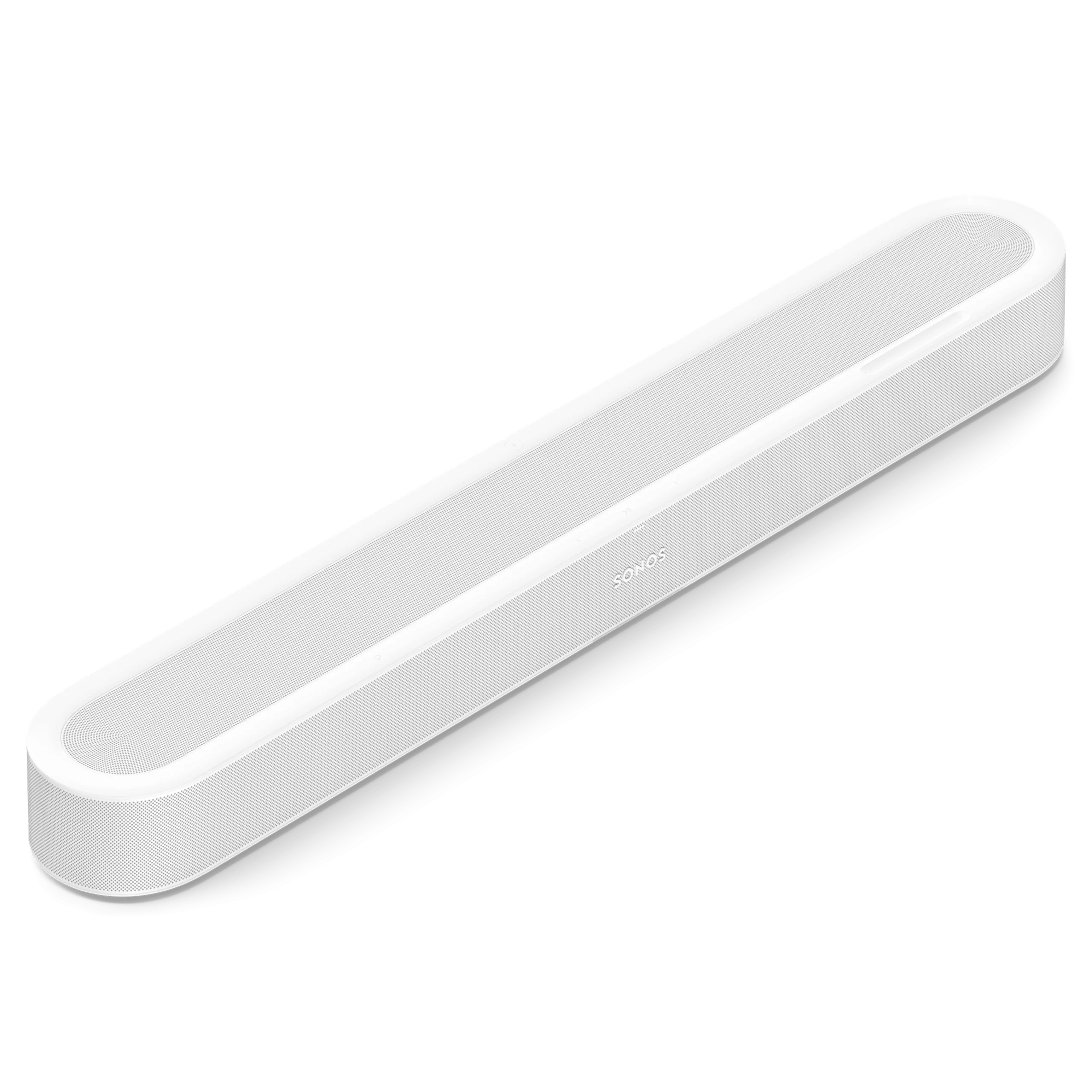 White Sonos speaker bar showcasing a sleek, modern design perfect for enhancing home audio and theater experiences.