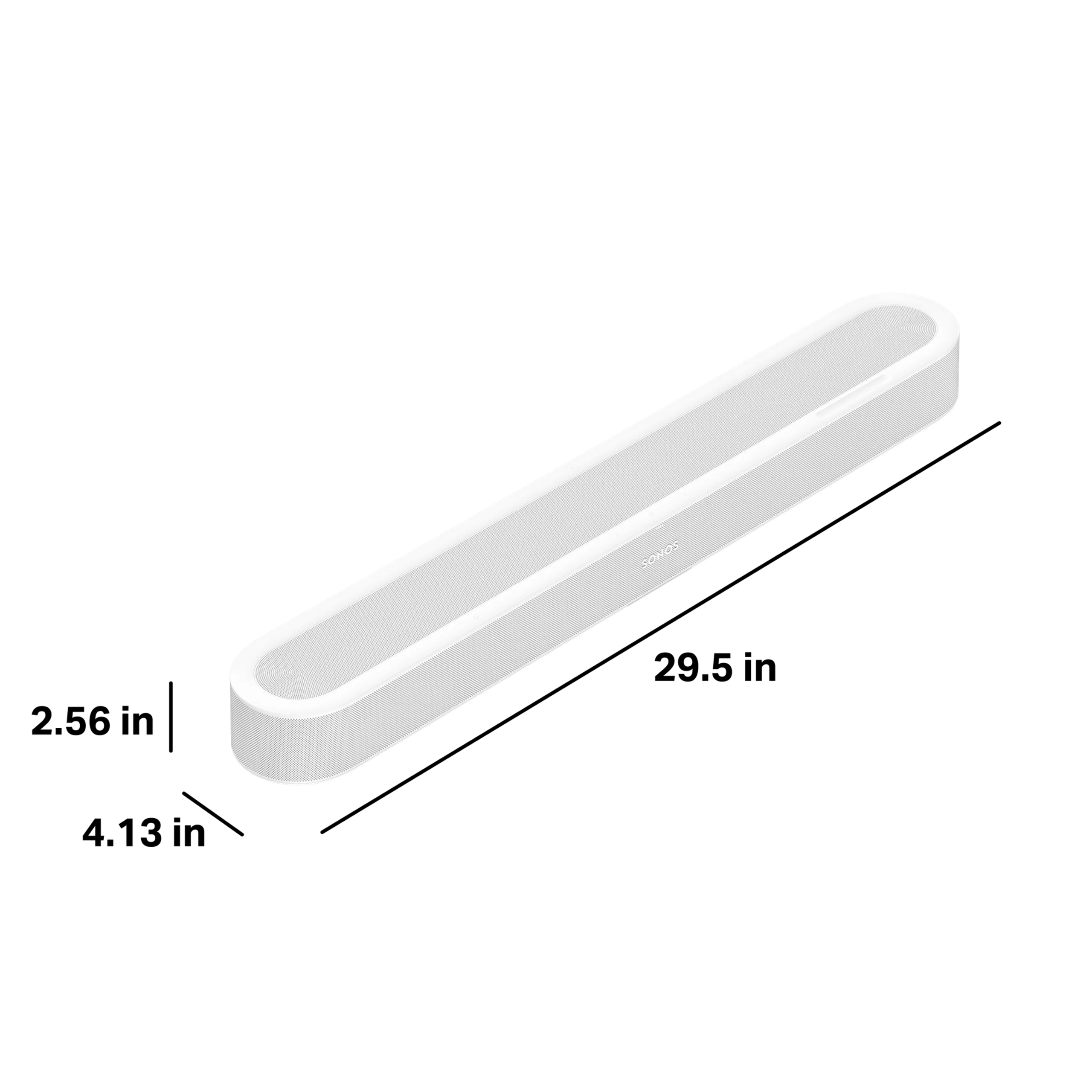 White soundbar on a black background, designed for enhancing audio quality in home theater setups. Stylish and sleek design.