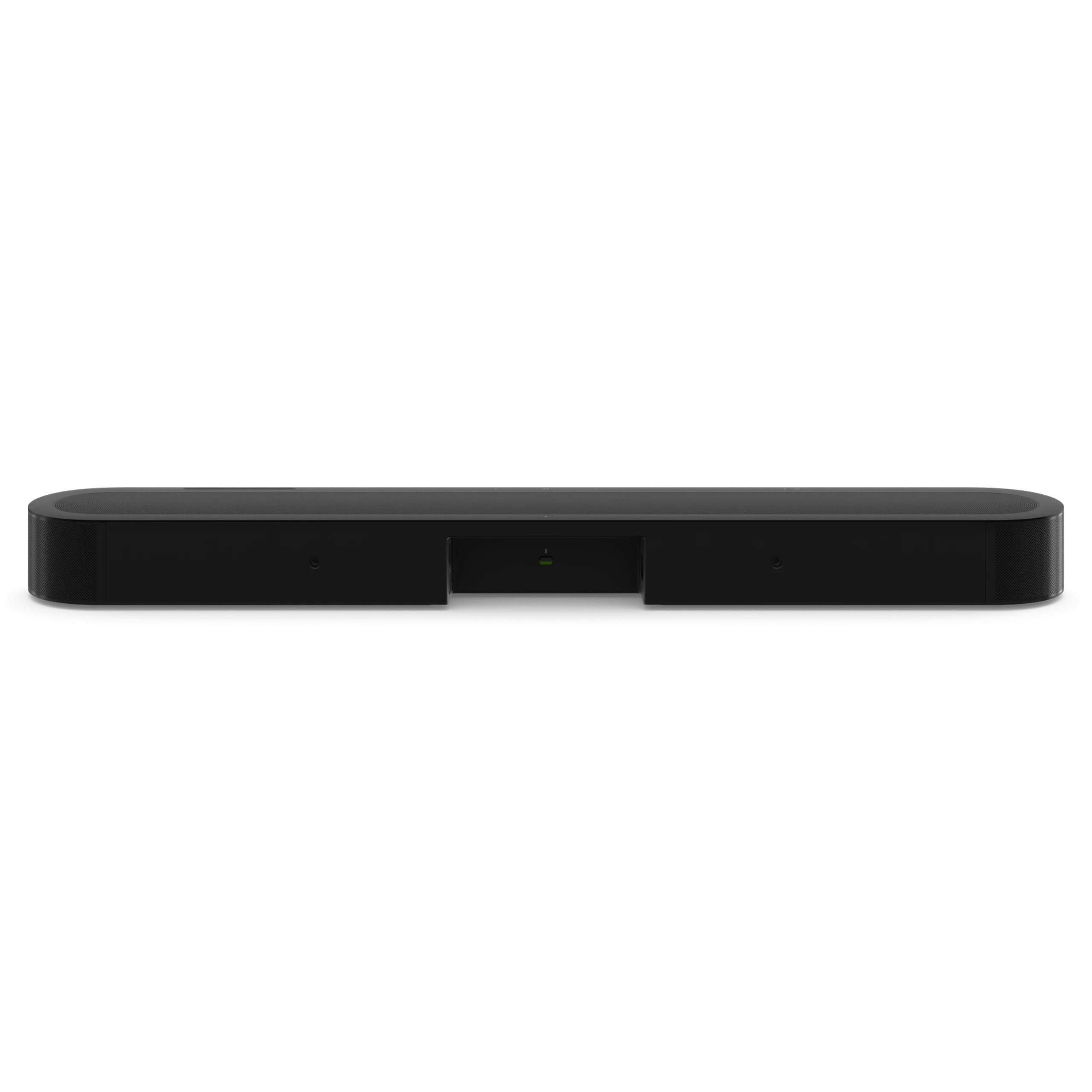 Sleek black AV component with minimalist design, ideal for modern home theater setups and audio systems.