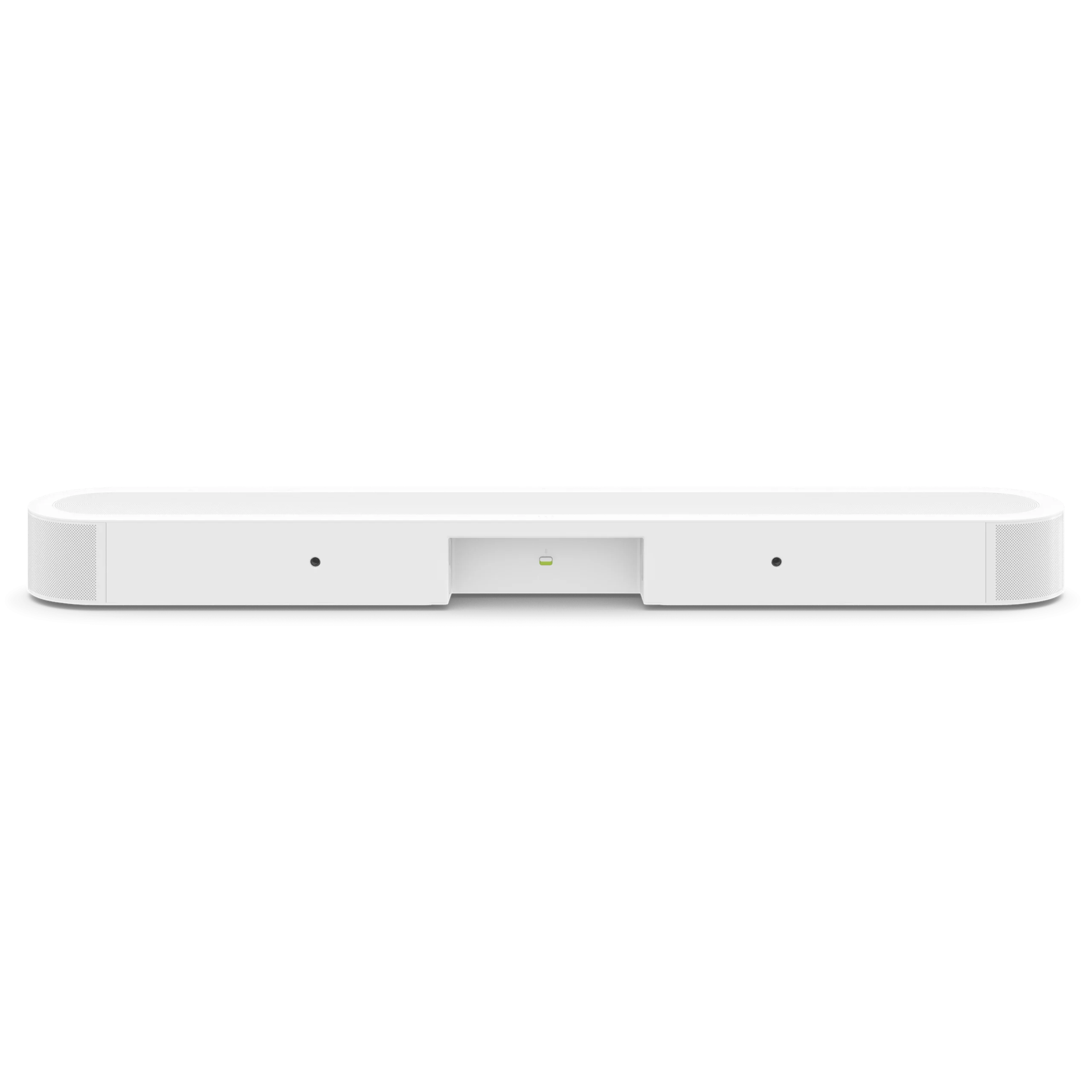 Compact white media device designed for seamless integration in home theater setups, enhancing audio-visual experiences.