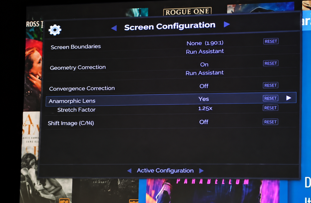 madVR Envy Screen Configuration: Anamorphic Lens and Stretch Factor