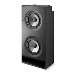 Dual-driver speaker with a sleek black design, ideal for enhancing sound in luxury home theater setups.