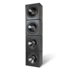 A towering stack of high-fidelity speakers designed for an immersive home theater experience. Perfect for audiophiles.