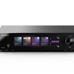 High-quality digital audio converter with touchscreen controls and various input options, ideal for home audio setups.